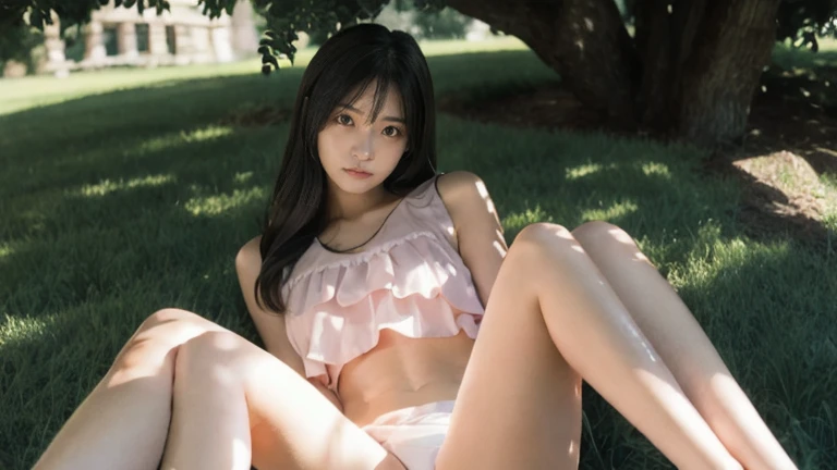 ((No clothes)),Completely naked,Beautiful Vagina, (Full body image:1.0), (good:1.5),(Very detailed CG 8k 壁紙, masterpiece, Highest quality, Very detailed), (よりgood照明, よりgood影, Very delicate and beautiful), floating, High saturation, Dynamic Angle, ((One Girl)), High heels, (Small areola), black eye, Long Hair, hair ornaments, bangs, (Wrinkles on the skin:1.2), Thick pubic hair,Detailed clitoris