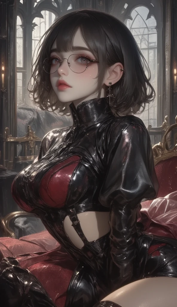 (best illustrations)、8k UHD resolution、intricate details、highest quality、realistic、Super detailed、best lighting、best shadows、soft lighting、Ultra HD、超realistic、Tyndall effect、Photoreal、(high detail skin:1.2)、 (intricate details, Complement, face to face_v1:0.5), (beautiful and delicate face, beautiful and delicate eyes, perfectly proportioned face, high resolution skins, fine skin, Optimal ratio of 4 fingers and 1 thumb, arm under chest, red tattoo on lower abdomen、wow wow, wide hips, smooth abdomen, thin and thin skin, __fashion__, __hair__:1.25)、Digital single-lens reflex camera、 absurd、(table top: 1.3), (maximum resolution: 1.2), (Ultra HDTV: 1.2), cinematic light, fine eyes and skin, detailed facial features, , (sharp focus: 1.2), (focus on face:1.2),perfect style, beautiful face, acura, anatomically correct, Highly detailed face and skin texture, fine eyes, double eyelid, thin eyebrows, glitter eyeliner: 1 natural cheeks, Glossy skin, Fair skin: 1.2, (glossy lips: 1.4),(embarrassed look: 1.2),Highly detailed face and skin texture, fine eyes, double eyelid, natural cheeks, glossy lips: 1.4,exposed cleavage、Bewitching。charm、 地獄から来た美しいdevilの女性, Surreal female portraits by David Hockney and Alphonse Mucha, charm女性の肖像画、fantasy art, chinese doll、Chinese actress、dungeon、dragon、devilの宮殿、devilの拷問室、night、dark style 、in the dark、(detailed spooky background:0.8), magic、 1 girl、evil nun、dark necromancer、Succubus、devilの娘、Shinonome Umi、bat wings,(((devilの角)))、 ((((round glasses)))),(((big breasts)))、(devil'tail)、(red eyesは光り輝いて:1.6)、red eyesは非常に鮮明で詳細です, your eyes are made up so beautifully, ((red eyes:1.0)),intricate tattoo, demonic intricate tattoo, Tattoo on the thigh, body tattoo, masterpiece、最もbeautiful face、baby face、cute smile、beautiful plump red lips、筋肉のcharm体、devilのcharm体、devil style、charmブラックマジックコスチューム、長hair、Braid、黒hair、ponytail、beautiful expression、body up、big breasts強調、bust, super tight chest, Breast augmentation surgery, The chest is very large and round,tight waist、wide ass、 secret key, cowboy lens, (Black Phoenix Dress: 1.0), devil crown, red sparkling gemstone necklace、Jewelry G Wise, Please wear black mesh socks,Wear light red、nffsw, nffsw, meet beautiful girls, look at the girl's body, 部屋でポーズをとる角とdevilのメイクを持つセクシーな女性, Renji Murata and Art Germ, 超realistic女子高生, japanese goddess, 美しいcharm的なアニメの女性, biomechanics , seductive anime girl, beautiful succubus, surreal , highly detailed art germ, hyper realistic anime, Captivating portrait of Tifa Lockhart
