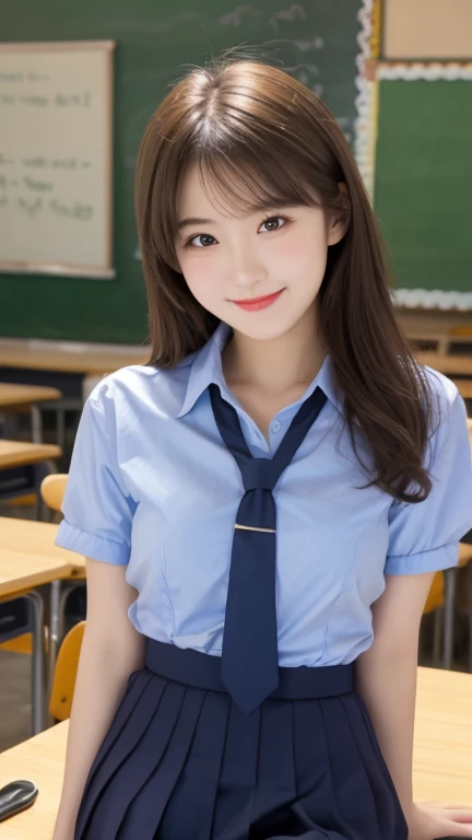 (In 8K、Highest quality、masterpiece:1.2)、(Realistic、Photorealistic:1.37)、Ultra-detailed、1 Girl、cute、alone、classroom、night、(Laughter:1.15)、Huge breasts、Too big、Beautiful saggy breasts and beautiful eyes、(Collared shirt:1.1)、Float NovaFrogStyle、adult、Amorous、Gloss、Kamimei、She looks 、