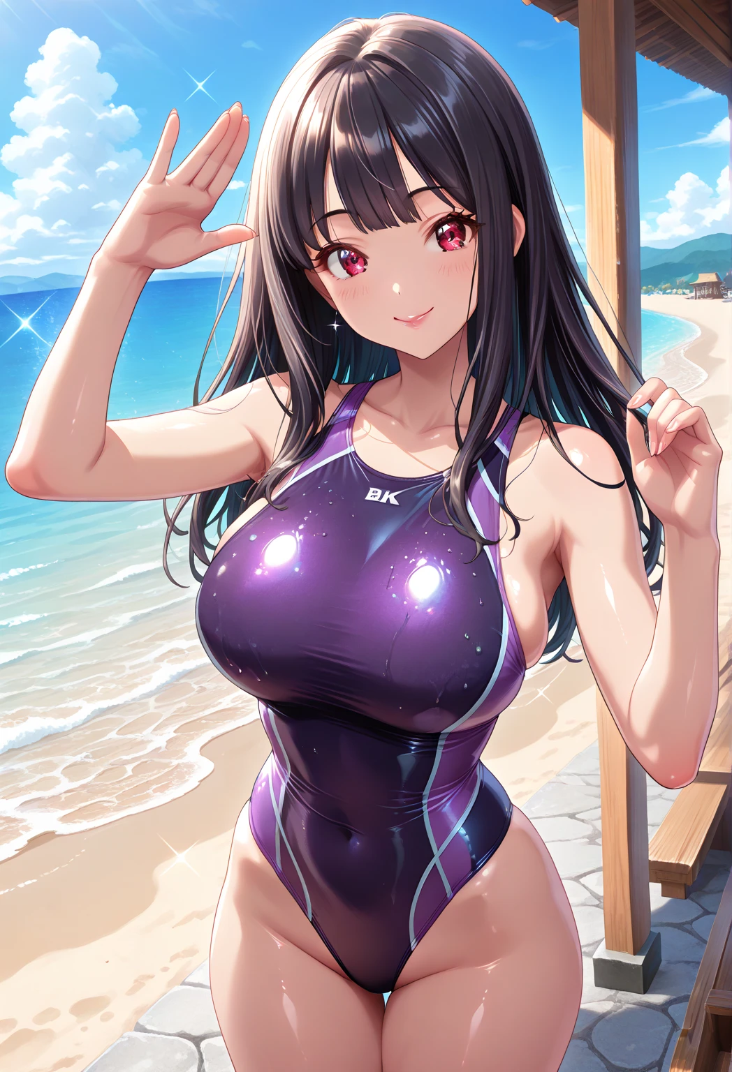 Adults、girl with、Competitive swimsuit、highleg、huge tit