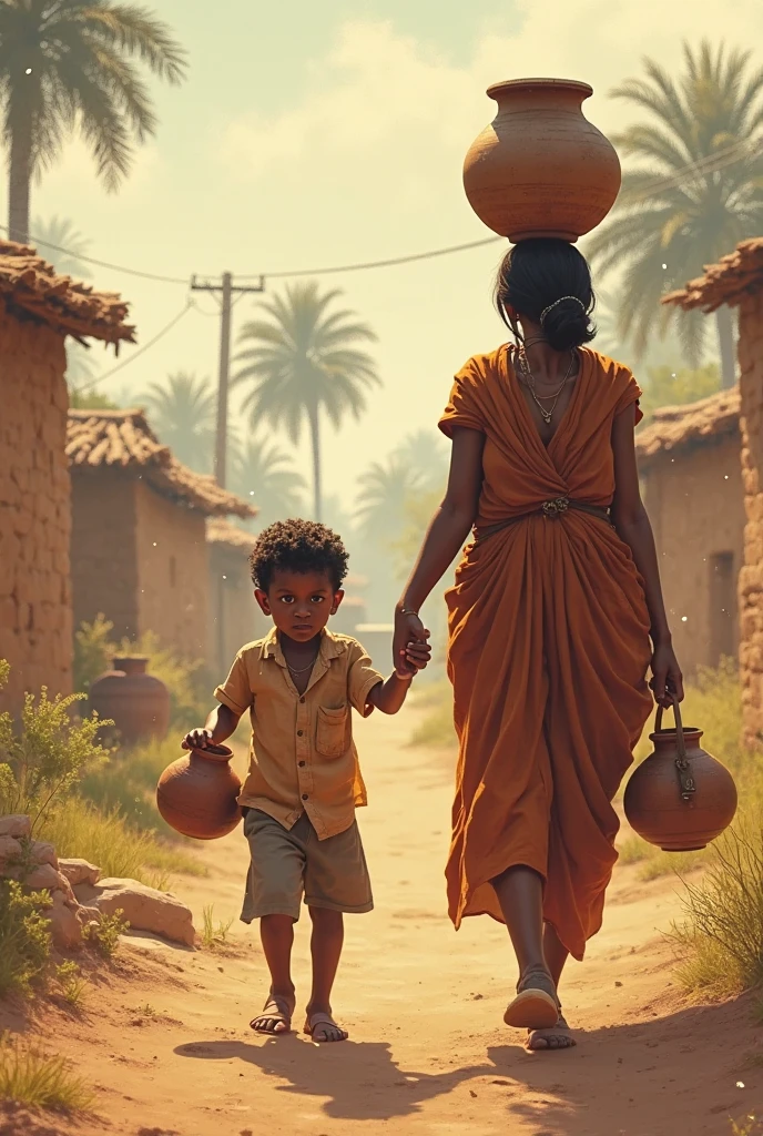 Beautiful Typical indian village ragpicker young woman carrying a large man on her head 