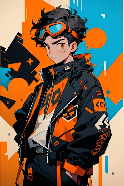 masculine young guy, short beard and ((tanned skin)), night rave scene, short cropped hair, ((has fox ears)), ((has fox tail)), wearing streetwear shorts, wearing streetwear red jacket, ((he is solo)), ((he is alone)), detailed blue eyes, mystic tattoos, muscular thighs