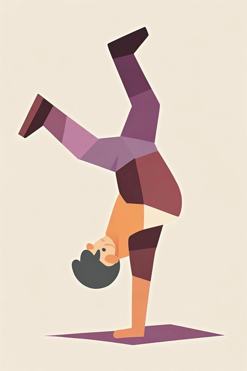 Glass Interdimensional Synthesis artwork of a woman in yoga pose: Supported Headstand with Eagle Legs and Arm Balance (Salamba Sirsasana Variation)