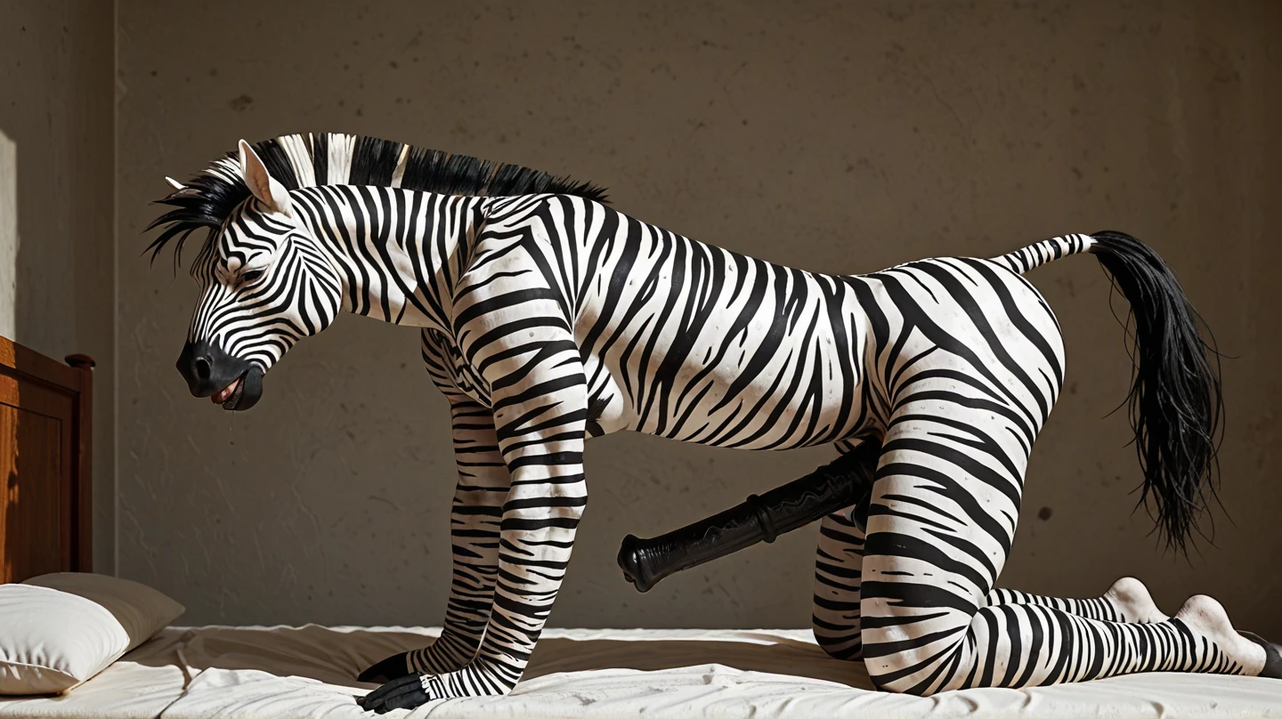 Feral, furry, panting, zebra , detailed legs, , 1 tongue, 1 big dick , 1 anus, 2 big testicles, detached 1 tail, , after orgasm, vivid colors, realistic , white background, cum in ass, cum on floor, cum on dick , realistic dick, gasping, orgasm, screaming orgasm