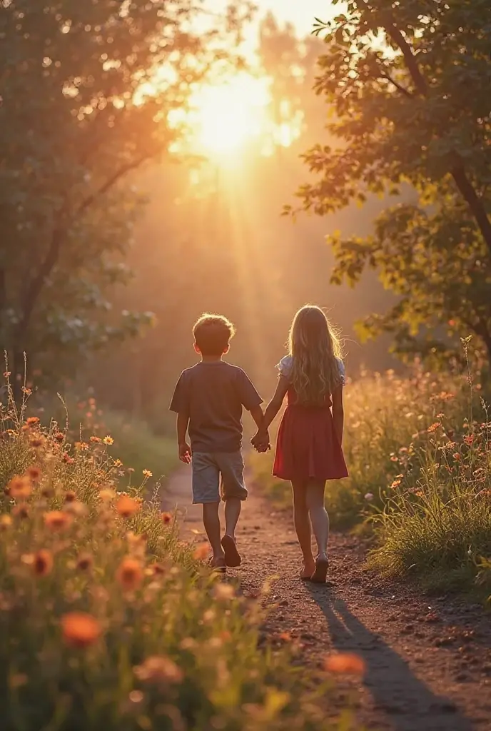 A walk in the garden. A girl and a boy, . A boy fucks a girl&#39;s bed
