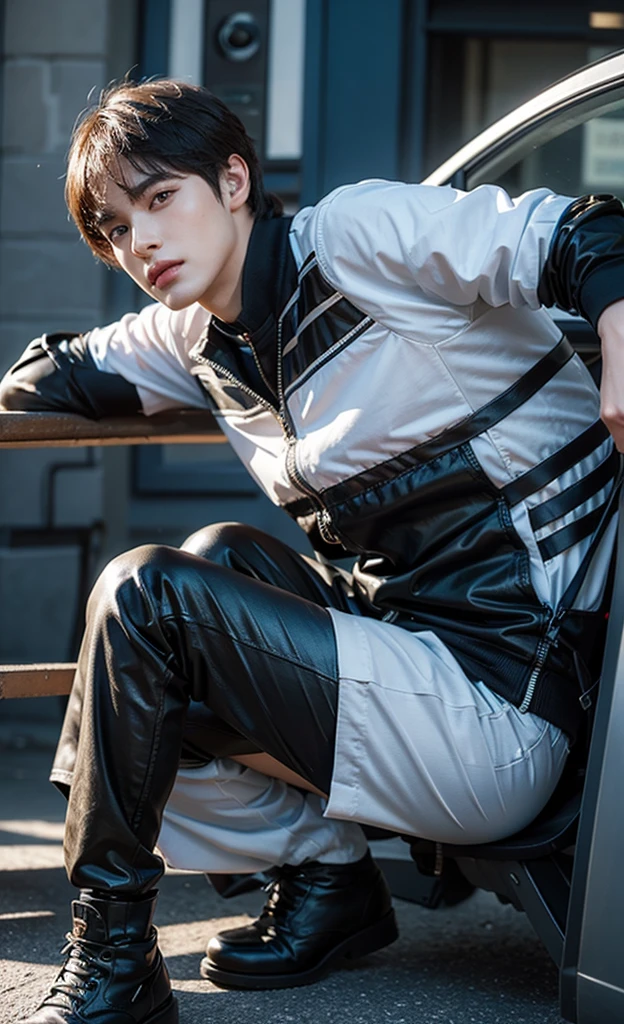 @𝗙.:((BEST quality, 8k, Masterpiece:1.3)), up per body,, Sharp focus:1.2, Handsome 18 Year old man  with perfect figure, higly detailed facial and skin teksture, Detail eyes, double eyelids,interior view,