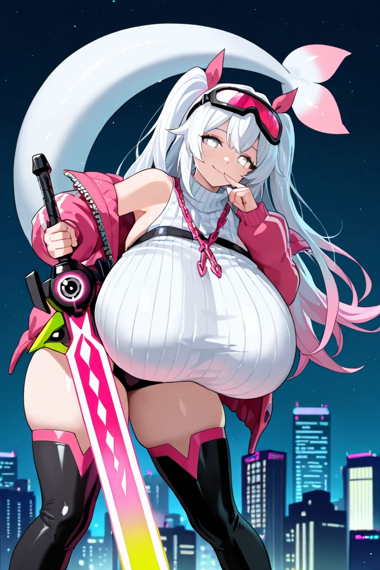 Anime illustration、highest quality、Uplifting、Plump female gang、Perfect proportions、Sex Appeal、Overwhelmingly large breasts、Fatty legs、Plump buttocks、Splatoon、Inkling、Tube top、hot pants、Street、Graffiti on an ink-stained wall、smile、Beautiful, shining eyes、Cowboy Shot、Military magazine cover、Heading、Stylish fonts、Squat