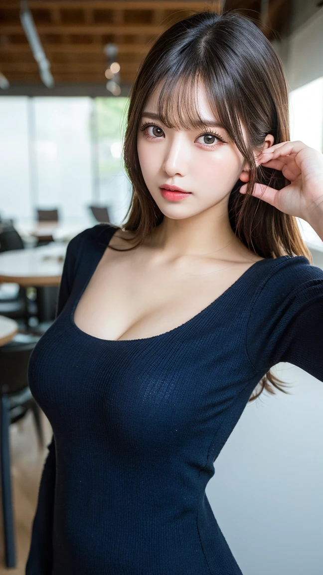 Tabletop, Highest quality, figure, Very detailed, In detail, High resolution, 8k wallpaper, Perfect dynamic composition, Beautiful attention to detail, (Tank top、1 where you can see the cleavage.2),Medium Hair,  Natural color lip, Random sexy poses,