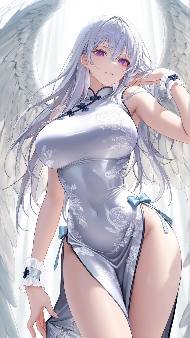 Ultra-high resolution, 8k,high quality,(((Cute tops,Angel,goddess))),(Retrospective angle,Cunning Hand),(、glowing、iridescent light,soft shadow,Anime Painting,thin line drawing),One Little Woman,(((giga breasts,))),