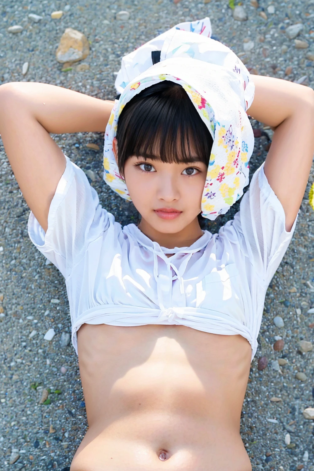 (Infant 8 years old)Ahegao、Butt Emphasis、She spreads her legs to reveal her white polka dot panties、、See through、Turn to me、Realistic、(Long bob hair 8 year old girl)、Close-up from the ground、(Summer camping in the mountains)、(Inside the tent)Butt Emphasis、Lemon yellow tan check shorts、Tight Berry Short Mini Skirt