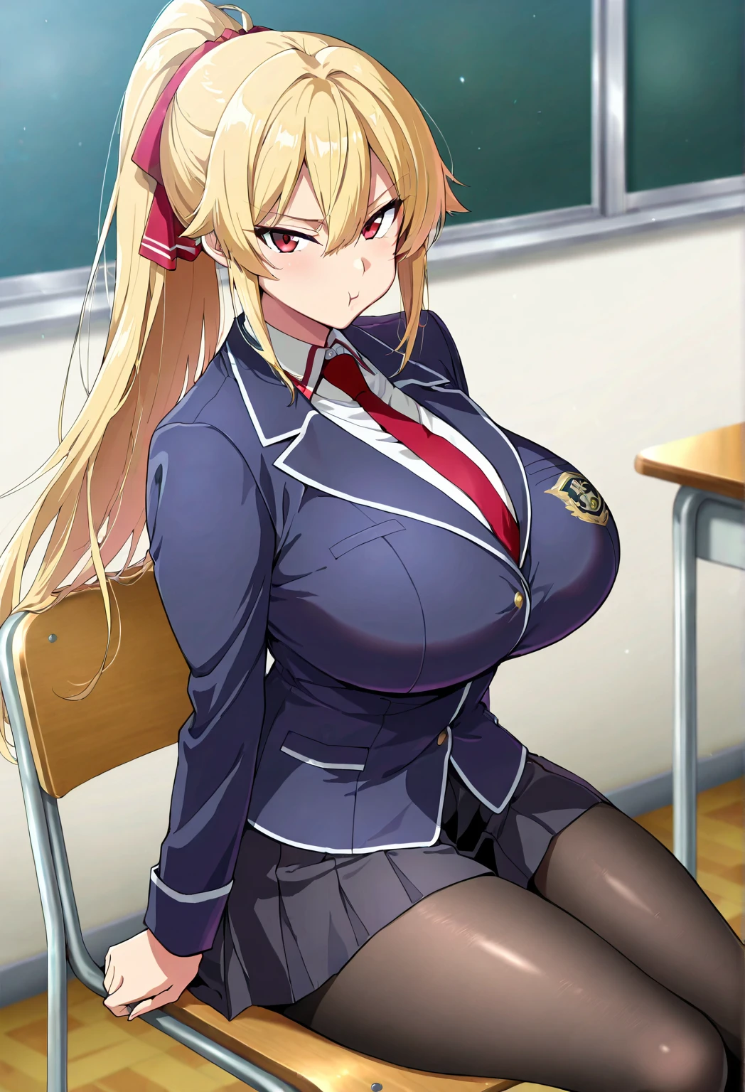 score_9, score_8_up, score_7_up, source_anime, ahegao,double peace,lying on back,3shota boys,1girl,multiple boys,vaginal penis,hand job, hetero,(1curvy girl:1.4),(long hair),straight hair, (blonde hair), light blue eyes, (huge breasts), pale skin,shiny skin,(trembling),((She wears collared shirt,blazer,pleated skirt,necktie,black pantyhose)), cum in pussy,(cum on clothes:1.4), cum on breasts,cum on body,cum facial, bukkake, cum in mouth,cum on hair,(excessive cum),(3shota boys,short stature:1.4),((smug)),small penis,(wrestling ring),