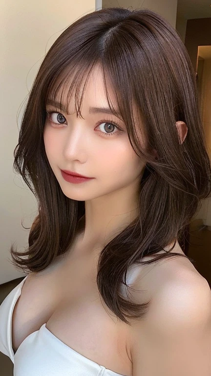 masutepiece, Best Quality, Illustration, Ultra-detailed, finely detail, hight resolution, 8K Wallpaper, Perfect dynamic composition, Beautiful detailed eyes, Knitted dresses,off shoulders,Full body,Natural Lip, Big breasts, Random sexy poses,cleavage