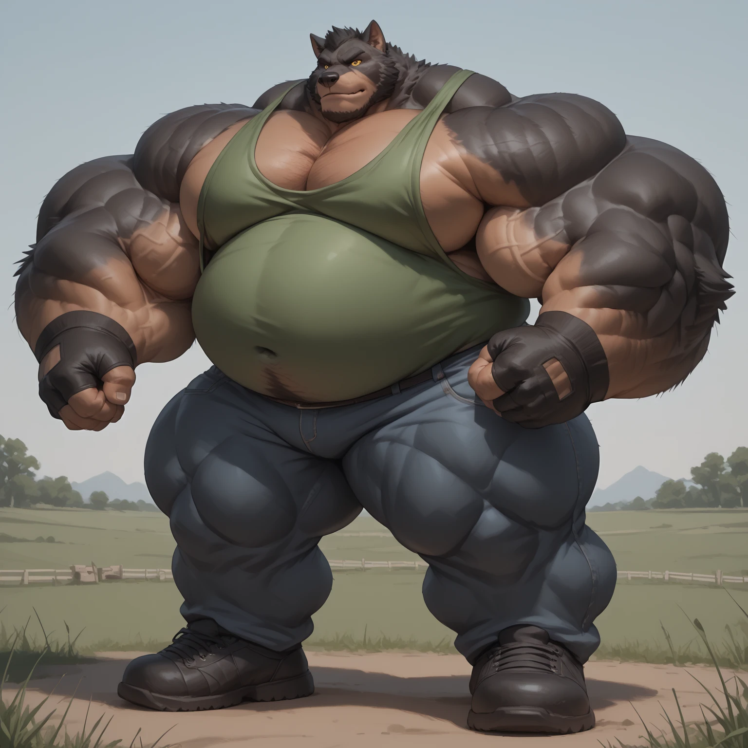 lucusold, lanxus, a man with a huge belly, furry lion, fat ripped , thicc, lowres, giant and fat, danbooru and artstation, heavy detailed, insanely inflated hips, topless, shorts, proportionally enormous arms, fluffy chest, commission for high res, detailed but rough, semirealistoc:1.3