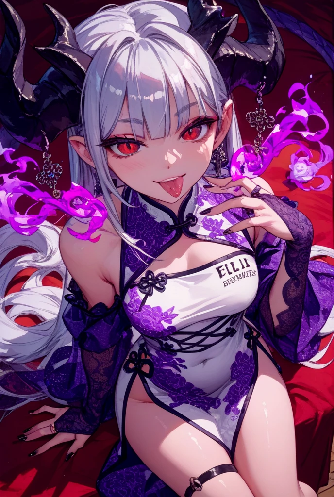 anime, anatomically correct, textured skin, super detail, high details, high quality, best quality,8k cg, Unbeatable masterpiece, intricately details, Delicate pattern, Perfect artwork, Beautiful face, Pure face, Pale skin, perfect women figure, full bodyesbian, looking at viewer, solo, bronya zaychik \, heart of the night\, red pupils, bronya zaychik, 1girl, solo, gloves, black gloves, long hair, grey eyes, breasts, looking at viewer, grey hair, official alternate costume, large breasts, bangs, dress, hair ornament, earrings, jewelry, drill hair, short sleeves, black dress, twin drills, half gloves, see-through