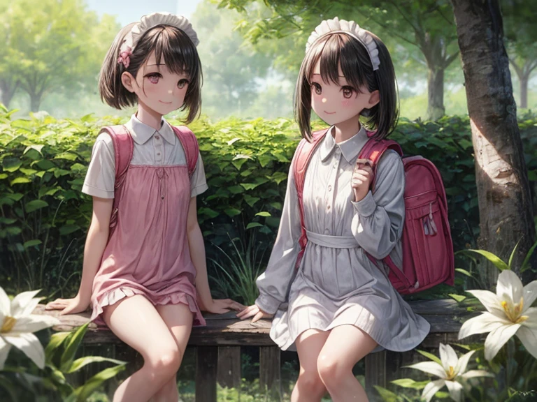 masterpiece,highest quality,One Girl,alone,Backpack,drinking,bag,Twin tails,Sitting,Black Hair,waist clothes,Brown eyes,Outdoor,mini skirt,drinking straw,socks,Jacket around waist,Jacket,Sunburn,Ground vehicles,cup,drink,Long Hair,Day,scenery,Brown Hair,bench,Power lines,Grass,a bit,Hamburger paper bag,