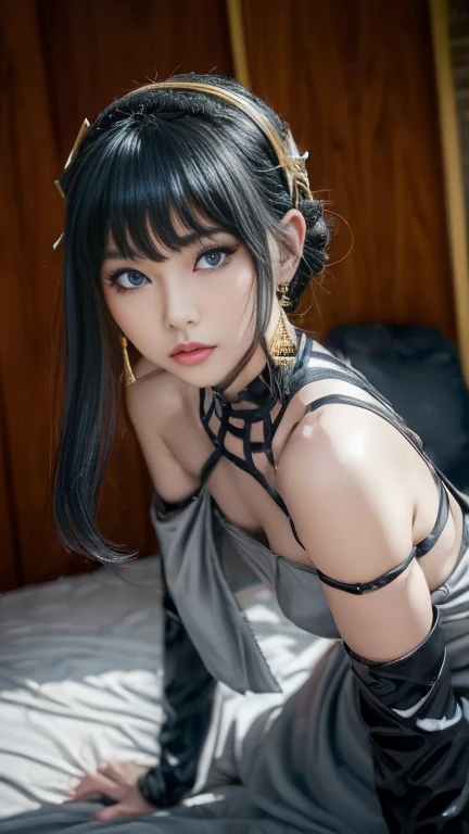 There is a woman posing on the bed wearing a black bra top, Korean Girl, artwork in the style of guweiz, realistic anime 3 d style, photorealistic anime girl render, Seductive Anime Girl, realistic young anime girl, Chinese girl, 3 d anime realistic, Smooth Anime CG Art, Realistic anime art style, kawaii realistic portrait, Asian Girl
