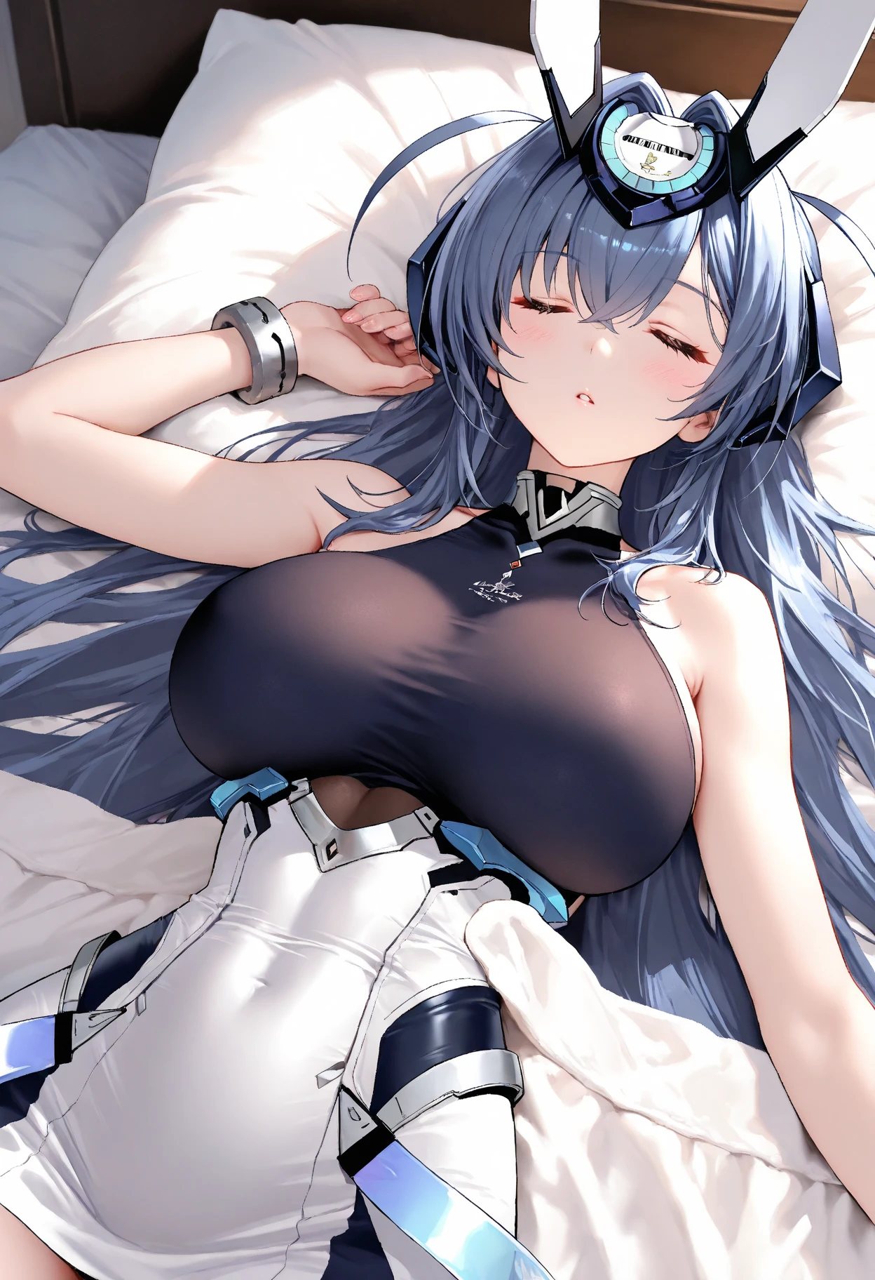 solo, 1 woman, AeroMarvel, 1girl, solo, long hair, blue eyes, black hair, blue hair, white and light blue Leather cropped top, sleeves, white and light blue leather pants, White Gloves, blush, navel, Abdomen, mature women , lying on bed, leg split,
(insanely detailed, beautiful detailed face, beautiful detailed eyes, masterpiece, best quality), solo, 1boy, pov, missionary, pov make out the girl, pov grab girl Waist, boy grab girls waist, pov is a boy