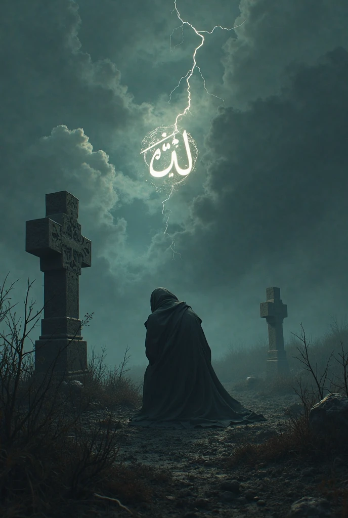 An anti-religious image Symbol of Islam Judaism and Christianity controlling a character through lines over his head and symbols above