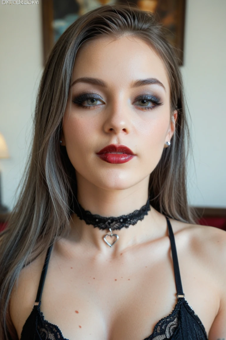 25 ans, brune, yeux marrons, delicate, professional light, flash lit, poudre de contour, sexy, French touch, cheveux de longueur moyenne, grains de beauté, sourire romantique, Seductive look, pose coquine, bonne couverture, éclairée par les flashs des photographes, skin details, pores de la peau, visage fin, cheveux long, yeux marrons, HD, 8K, masterpiece, sourire romantique, sexy, mascara noir, maquillage noir, black lips, tenue gothique, vêtements noirs et violets, toile d'araignée en dentelle, cheveux noirs et violets, bodypainting, purple paint, dracula, nude, full purple and black bodypainting