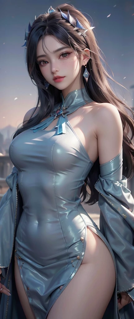 ((Bare shoulders)), ((Full breasts)), ((The skirt is short)), ((Sexy legs)), ((knee shot)), ((Standing, Elegant posture)), Practical, Fashion Girl, Red lips, Mature women, Exquisite makeup, big eyes, beautiful, (best quality, masterpiece:1.2), Extremely detailed, (Practical:1.37), ((Random Scenes, Random shooting angle)), ((Sexy long legs)), Young and energetic, Charming model, (Exquisite eyes, Delicate lips), Show a bright smile, Create stunning girl images, warm color, Extremely saturated colors, Official Art, Extremely detailed的 CG, Unity 8K wallpaper, (High Dynamic Range :1.4), (Movie atmosphere),(Soft colors), (Natural skin texture, ultra-Practical, Soft Light, sharp),(Very detailed), night, moonlight