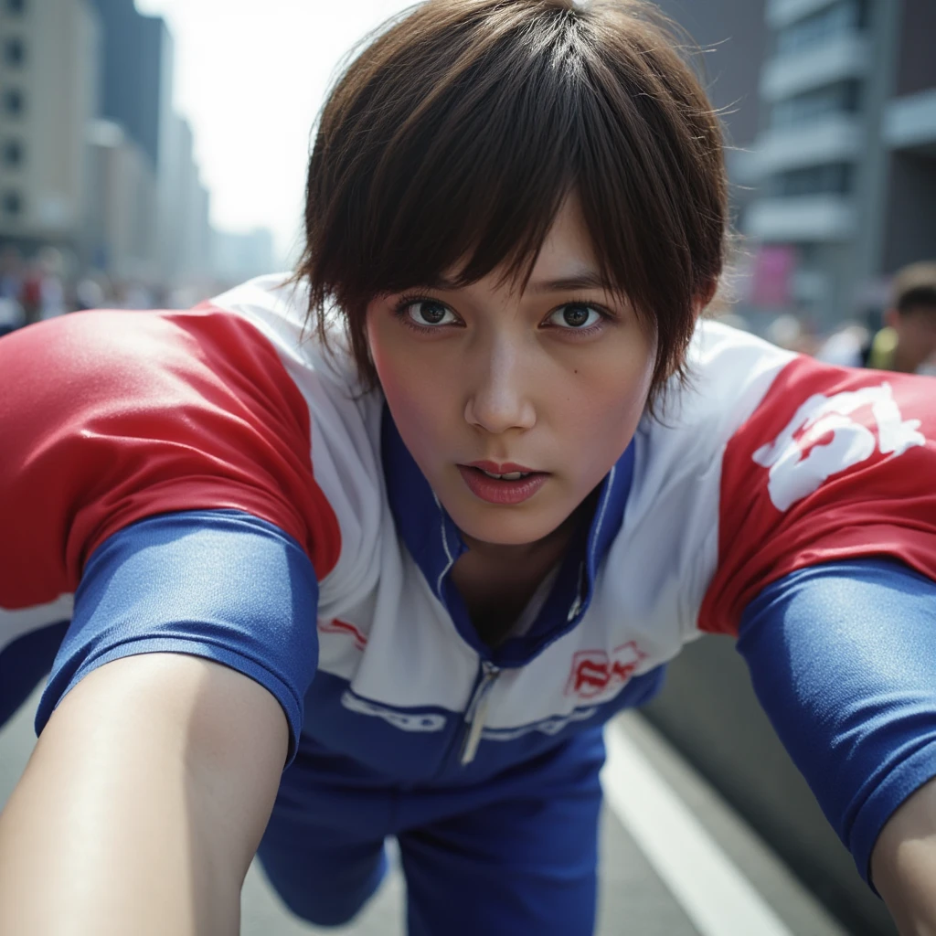 (8K、Raw photography、Highest quality、masterpiece:1.2),(Black Hair、Dark Eyes:1.9),(:1.6)、View your audience,Viewed from the front,White skin,(boxing:1.4)、(Tight waist:1.6)、(Clothes that accentuate the shape of the breasts:1.0)、(Big Breasts :1.3)、Slim figure、Ultra-high resolution,beautiful,beautiful fece,(One person、No background:1.9),whole bodyボディー,Japanese women,(reality的:1.37)、Photon Mapping,reality、(Baby-faced and cute: 1.4)、(Cute Smile: 1.8)、(Round face: 1.8)、Radio City、Physically Based Rendering、Depth of field rally background、photograph, (I can see your knees、Thigh close-up:1.8),(:1.6),whole body、Great quality