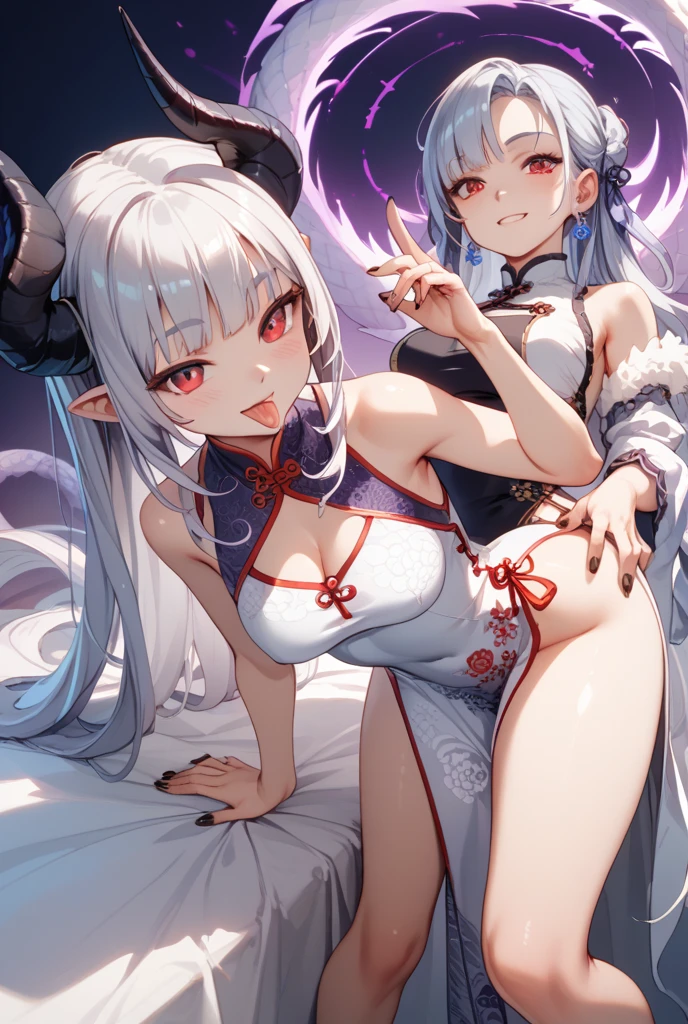 (fiche de conception de personnage, same character, Devant, Side, dos), ((Extremely detailed illustration)), High resolution, des mains parfaites à cinq doigts, visage parfait . Deux filles de 25 ans,soeurs jumelles, with large breasts and nipples that point, vêtu d'une combinaison rose en latex (spandex) style hentaï ouverte aux parties intime, the scene shows her fondling her breasts, back bent facing the audience, angle de vue multiples, seductive and explicit, corps voluptueux et musclé, legs spread, plaisir intense écrit sur son visage, eyes rolled upwards. NSFW❤️💕💖💋