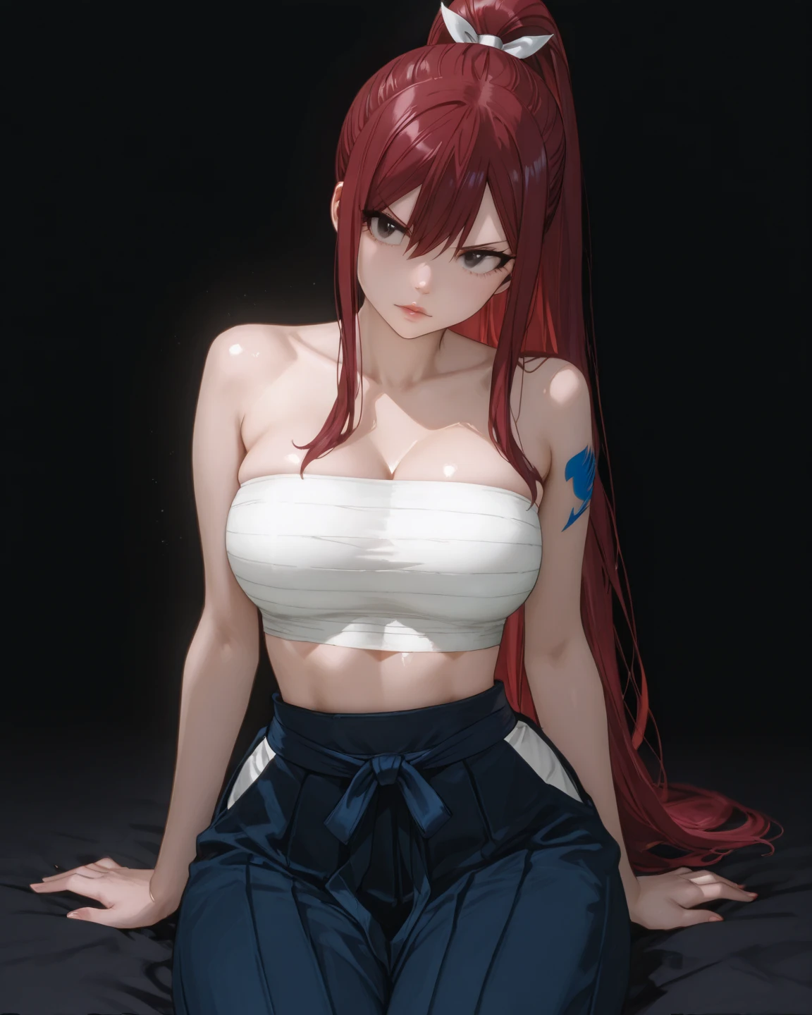 <lora:mei_terumi_naruto_v2:1>,sfw,masterpiece,best quality,highres,1girl,solo,photorealistic,realistic,depth of field,breasts,long hair,cleavage,brown hair,green eyes,fishnets,pantyhose,very long hair,OFF SHOULDER,HAIR OVER ONE EYE,LIPSTICK,(slightly open mouth),forest,outdoors,left_hand at back,<lora:1.5_perfect hands:0.8>,<lora:add_detail:0.5>,