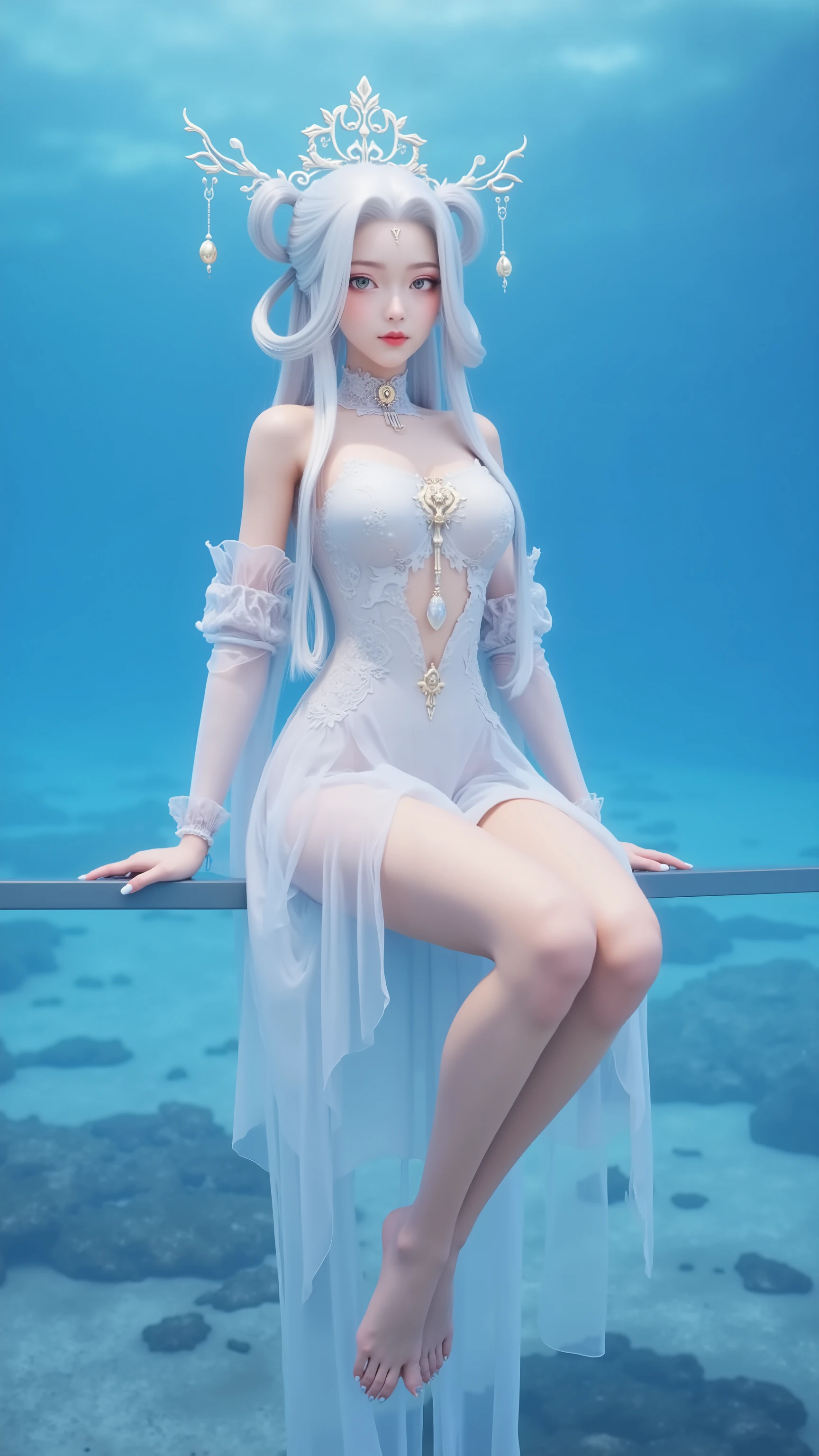 ((NSFWSTILLSHOW))、no extra arm:2、no extra hand:2、no extra leg:2、((solo 1girl))、{full length|Full height|all-fours|Half squatting|Flying|Jumpping|Ass focus、looking ahead}、{Wide Shot:1.5|Drone view|OverHeadShot|From below:1.5}、(wetted Porcelain skin、Wetted White skinny bodysuit)、Very thin and soft fabric、wetted face、{wetted hair|Floating hair|Shiny hair|Black hair|Blonde hair|Silver hair|Short Bob|Half Up|Curly hair}、Detailed Clear Nipples、detailed crotch、(The shape of the pubic area is Clearly Visible:1.2)、ass visible through thighs:1.3、Nipple shadow、(masterpiece, Best quality)、(Photorealsitic:1.37)、(BokeH)、smooth shading、({childish|Gigantic、cleavage})、((((detailed beautiful face))))、Darkbackground、neons、zydG、high collar、elbow_gloves、Google Earth、spaceships、Blue Earth、{fururistic|dreamlike|creative refinement|vivid illumination}、