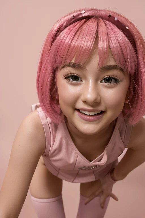 (((Girl 7 years old))) ,sexly Mädchen rosa miniskirt und Spitzenstrümpfe, Stephanie from lazy town ,happy face,female idol lip gloss、smiling face eye shadow、winged eyeliner、((dramatic eyelashes))、(((Full-length portrait)))、( BH(pink))、( mini skirt(pink))、((colorful short hair(pink))), good quality, realist, Highly detailed 8k unified CG wallpaper, very detailed, High-resolution raw color photos, professional photography, cinematic light, Beautifully detailed, Super Detail, high detailed, Depth of field, lightning, Neonstraße, Super stylish lighting ,sexly, curvy,