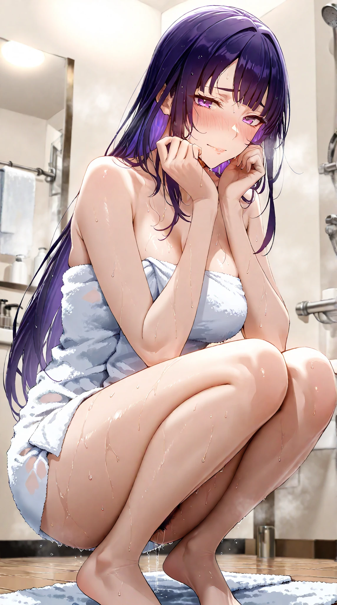 (masterpiece),Highest quality, Very detailed,(One girl and many boys:1.2),Purple Hair,,Star Eyes,Big eyes ,Long Hair、縄で縛られているCompletely naked、Being restrained、semen、2D Girl、((dirty女の子))、((dirty))、anus、A frightened and crying face、(Urine)、((アザだらけの激しくdirty体))、Dirty woman、Nipples、barefoot、Leg spread、(Completely naked)、(足上げLeg spread)、Woman being raped、((Closed classroom))、((Nude))、You can on it、(((White liquid)))、、Suck on penis、Surrounded by men、fellatio、rape