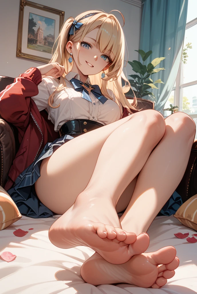 ((different clothes)), (Petite) ,(low angle, shot from below:1.2, shot from feet:1.2), (random pose, posing to viewer), portrait photo of a 18 years old blonde woman, wearing shorts, (hanging breasts), beautiful face, perfect eyes, brown hair, sitting, legs, spread legs