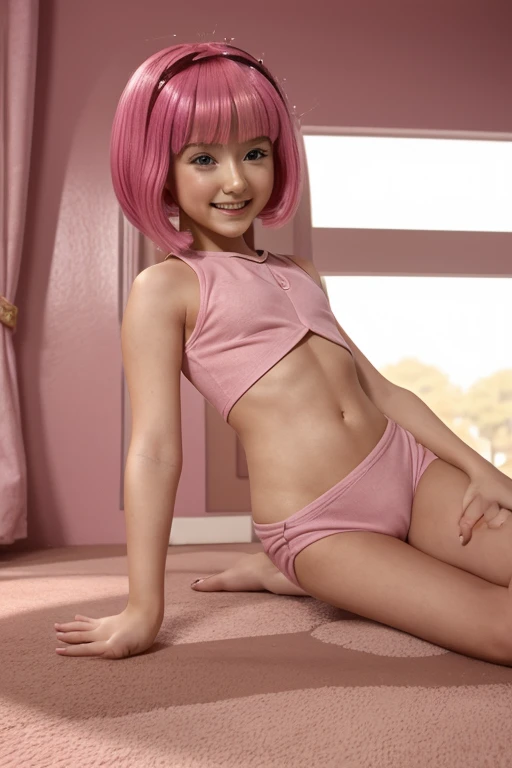 (((girl 9 years old))) ,sexy girl in pink lingerie and lace stockings,,Stephanie | Lazy Town,lace gloves large,open legs