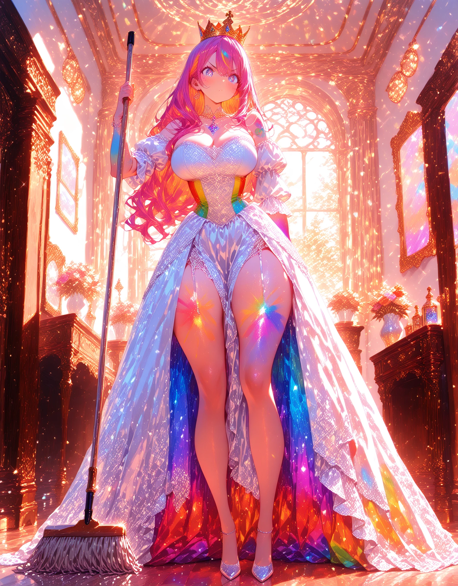 Anime Waifu beautiful detailed eyes, beautiful detailed lips, extremely detailed eyes and face, longeyelashes, 1girl, sensuous, young woman, medium breasts, beautiful feminine face, nice thighs, slim, sexly, erotic, beautiful clothes, perfect body, cinematic lighting and framing, (best quality,4K,8k,highres,masterpiece:1.2),ultra-detailed,digital painting,portrait,glamorous,highly detailed,soft lighting,warm color tones High quality illustrations。 a beautiful detailed with pink hair and black eyes, long hair, seios big fit asss, thick-thighs, perfectbody, standing, looking ahead at viewer, shocked expression, wearing a Chinese dress and black clothes, the clothes are wet, blushful, embarrased, see through clothes, big fit ass , hands behind the back, torn garments, neckleace, sideboob, alone in an indoor scene, Peron