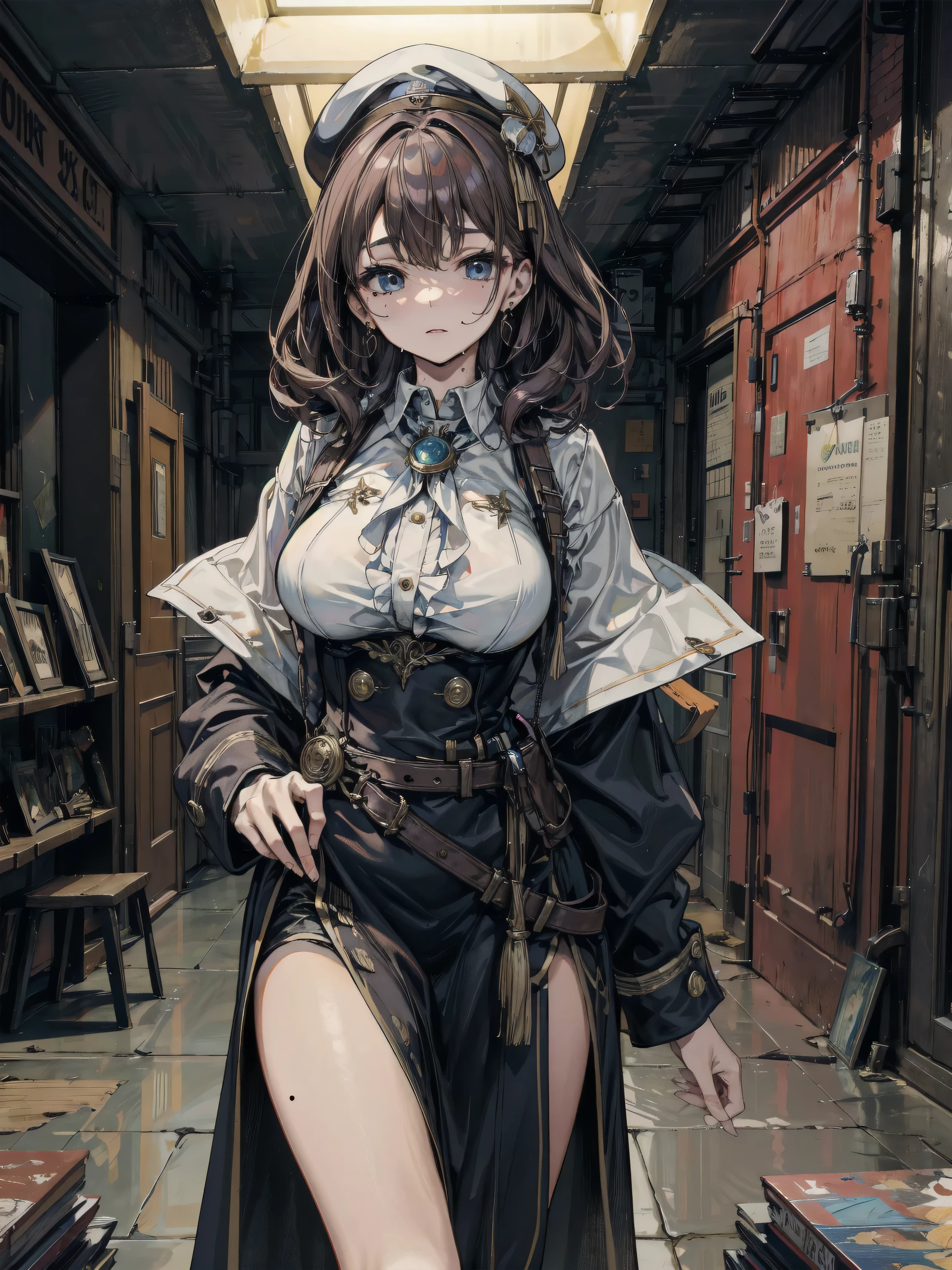 masterpiece, best quality,1girl,hair ornament, demon horns, white coat, pantyhose, boots,