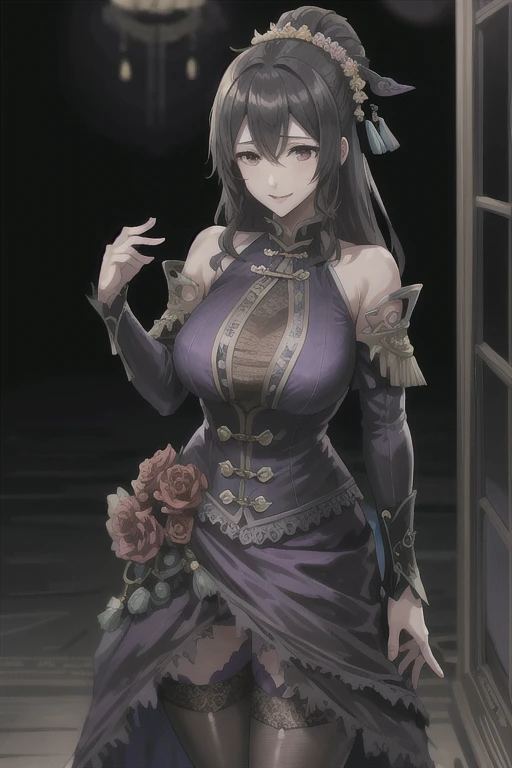 arcana_style\(starlight\),(1girl),yor briar, 1girl, backlighting, bare shoulders, black background, black dress, black gloves, black hair, blood, blood on face, blood on weapon, breasts, closed mouth, cowboy shot, dress, earrings, expressionless, fingerless gloves, floating hair, floral print, flower, gloves, gold earrings, gold hairband, hair flower, hair ornament, hairband, holding, holding weapon, jewelry, large breasts, light particles, long hair, looking at viewer, off-shoulder dress, off shoulder, petals, red eyes, rose, rose petals, rose print, short hair with long locks, sidelocks, solo, spikes, thighs, two-sided dress, two-sided fabric, weapon , ((masterpiece))
<lora:arcana_style(starlight)_lora_V2:0.6>
