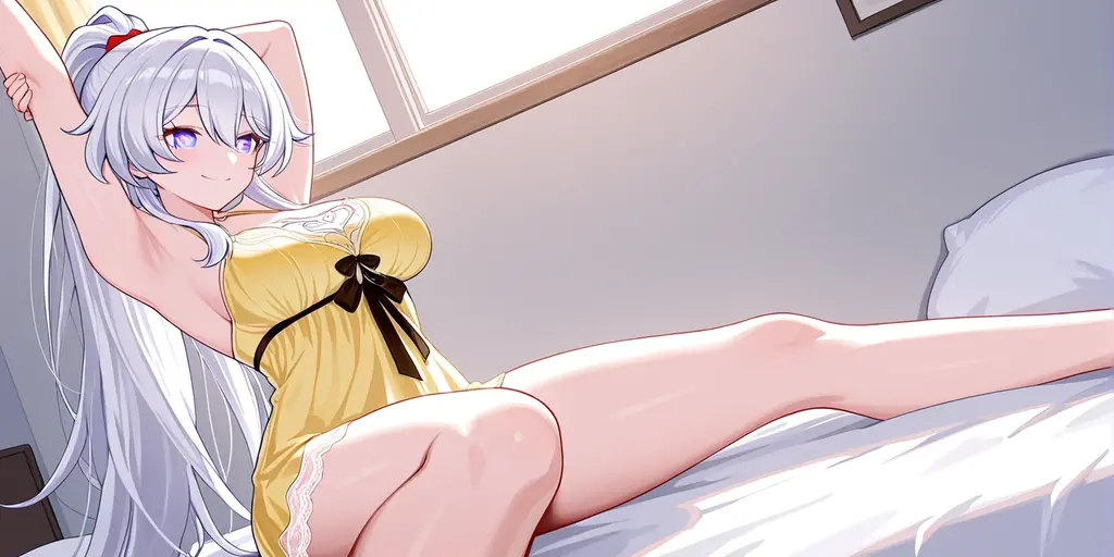 nsfw,1 girl,platinum blonde hair,red eyes,(panties),huge girl,Legs apart,(sheet),(straight-on,(straight-on),less,(spread legs),masterpiece,best quality,very aesthetic,absurdres,breasts,Woman,bed invitation,sheet,(Masterpiece,best quality,very aesthetic,absurdres),(seamless)
