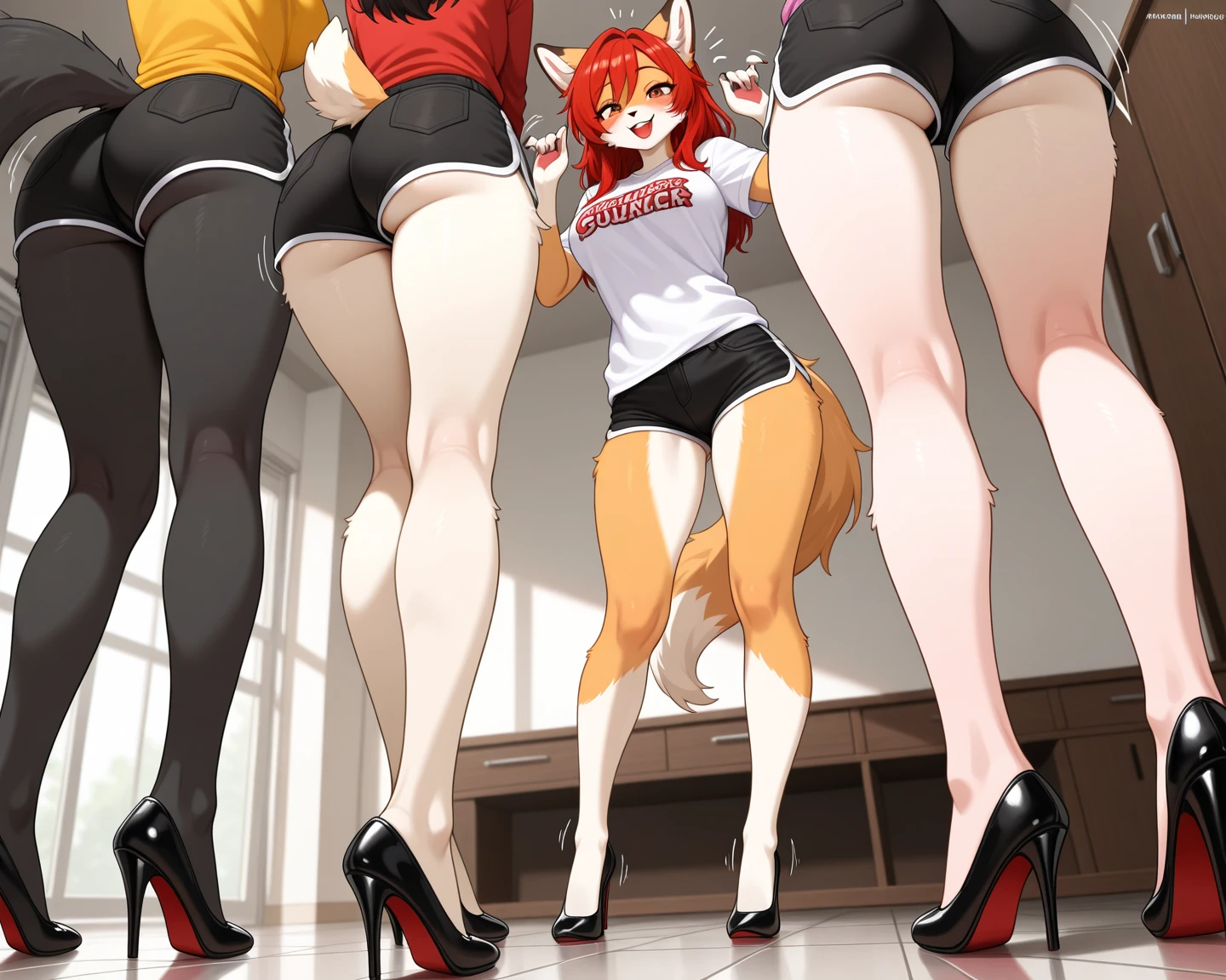 3 furries doing the human centipede with mouths attached to butts