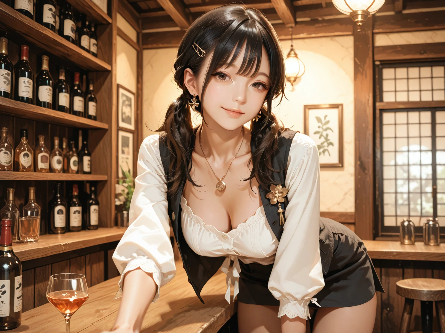 Medieval Tavern,Anime Style,masterpiece, high quality, figure, Very detailed,A world view that suits Celtic music,