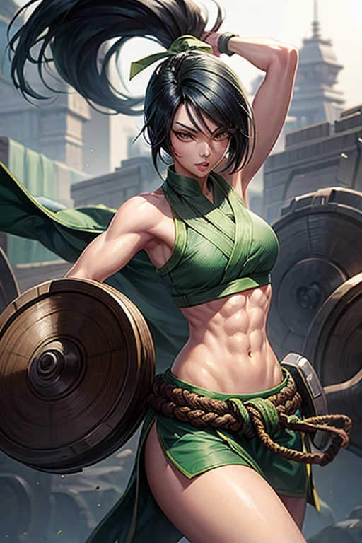 Strong abs, strong body, wheat skin, fighting girl, brunette hair --auto --s2
