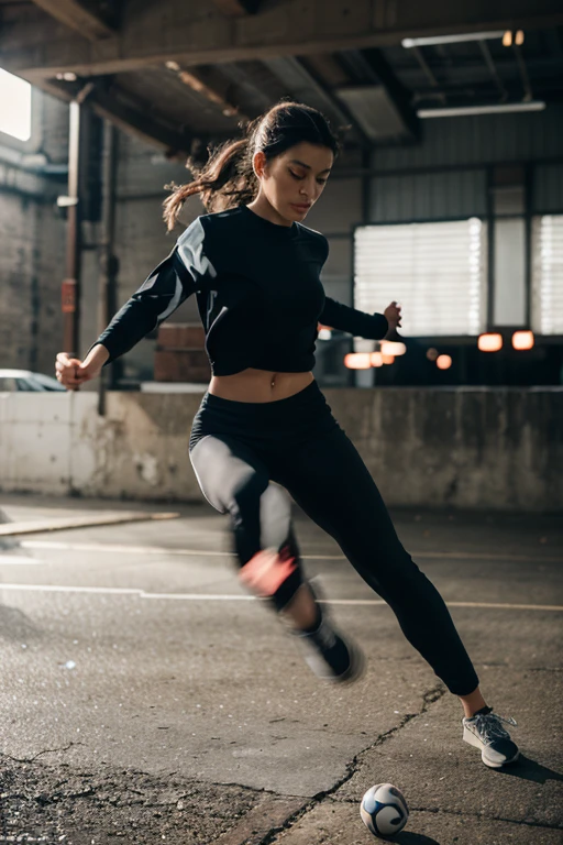 full body,photo of a 18 year old girl,parkour,happy,shirt,pants,ray tracing,detail shadow,shot on Fujifilm X-T4,85mm f1.2,sharp focus,depth of field,blurry background,bokeh,lens flare,motion blur,<lora:add_detail:1>,<lora:LCM_LoRA_Weights_SD15:1>,