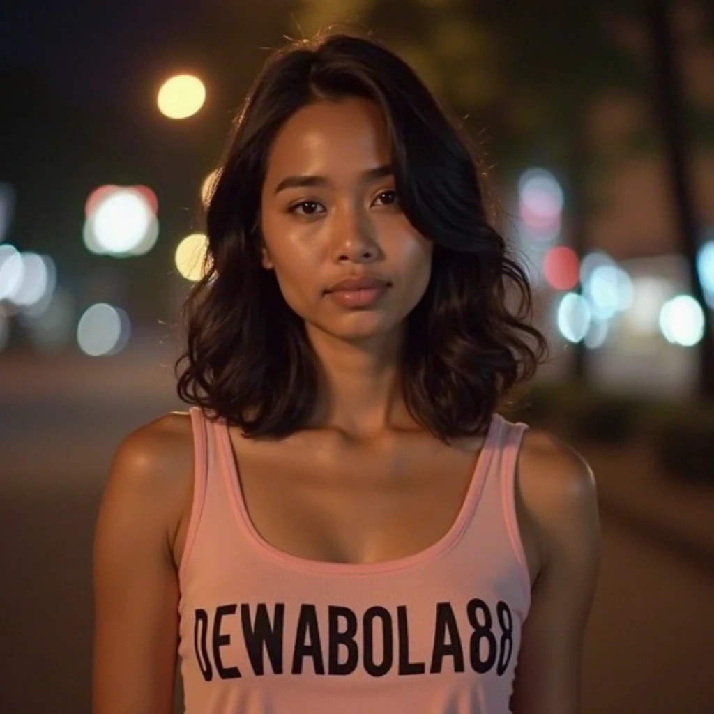 A beautiful Indonesian girl, wearing a t-shirt with a strong t-shirt vector design featuring a silhouette image of a couple having sex in pastel colours. The sentence "50 EWU SAKPUASE" is displayed with bold and distressed typography, short wavy hair, in a public place, surrounded by many naked men, large and sexy breasts, with a shooting angle from the front, very realistic, (complex detail: 0. 9), (hdr, hyperdetail: 1.2), RAW, Sony Alpha a9 II, 24-105mm f/4, HDR,