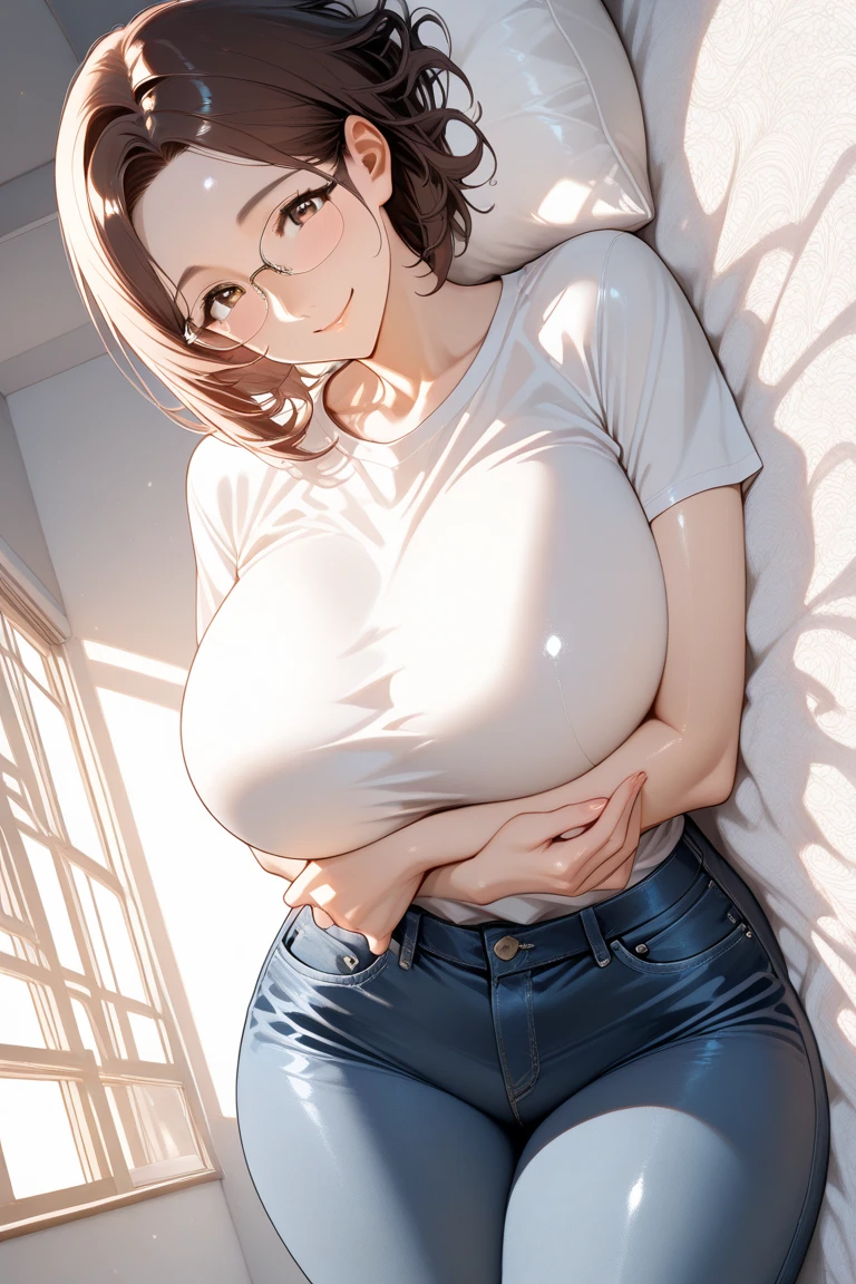 Best Picture Quality, tmasterpiece, 超高分辨率, (fidelity:1.4), photore, 1 rapariga,white shirt,worn jeans,White sneakers, dimly lit, darkly, be desperate, pitying, cute little, cinematic ligh, tears, tear drop, (torn laundry:1.5), (wetclothes:1.4), exposed bare shoulders, Real rain, Wet hair,..gigantic cleavage breasts,Colossal tits,The groove exposes the original skin