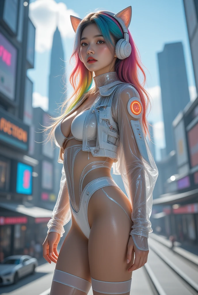 ((hiperrealista)), ((cinematic scene)), Asuka Langley Shikinami, grabbing her breasts, In a futuristic city at noon, Llevar un traje transparente, trasero perfecto, ((vista del trasero)), ((vista desde un lado, vista desde abajo)), ((pechos desnudos)) (Sideboob)), ((desnudo)), ((Ropa transparente)), Hermosos pezones rosados, Cara perfecta, fibre optic cables, Logotipos corporativos, HDR (High Dymanic Range), Trazado de rayos, NVIDIA RTX, Super resolution, Motor Unreal 5, Subsoil Scatter, Texturas PBR, Procesamiento posterior, Anisotropic filtering, Profundidad de campo, Alta nitidez y nitidez, Texturas multicapa, Mapeo de albedo y especular, Sombreado de superficies, Precise simulation of light-material interactions, proporciones perfectas, Renderizado de octanaje, duotone lighting, ISO bajo, Balance de blancos, Regla de los tercios, Amplia apertura, 8K RAW, High Efficiency Sub-Pixel, sub-pixel convolution, glow particles