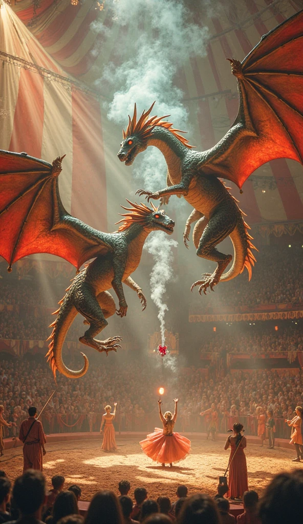 dragon fight with chinese dragon in at evening in stadium 