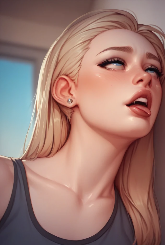 personagem de anime feminino, simplesmente perfeito, master part, 8k, arte digital altamente detalhada, olhos azuis, nariz fino, blonde hair, Boca maior, extremamente sexy
