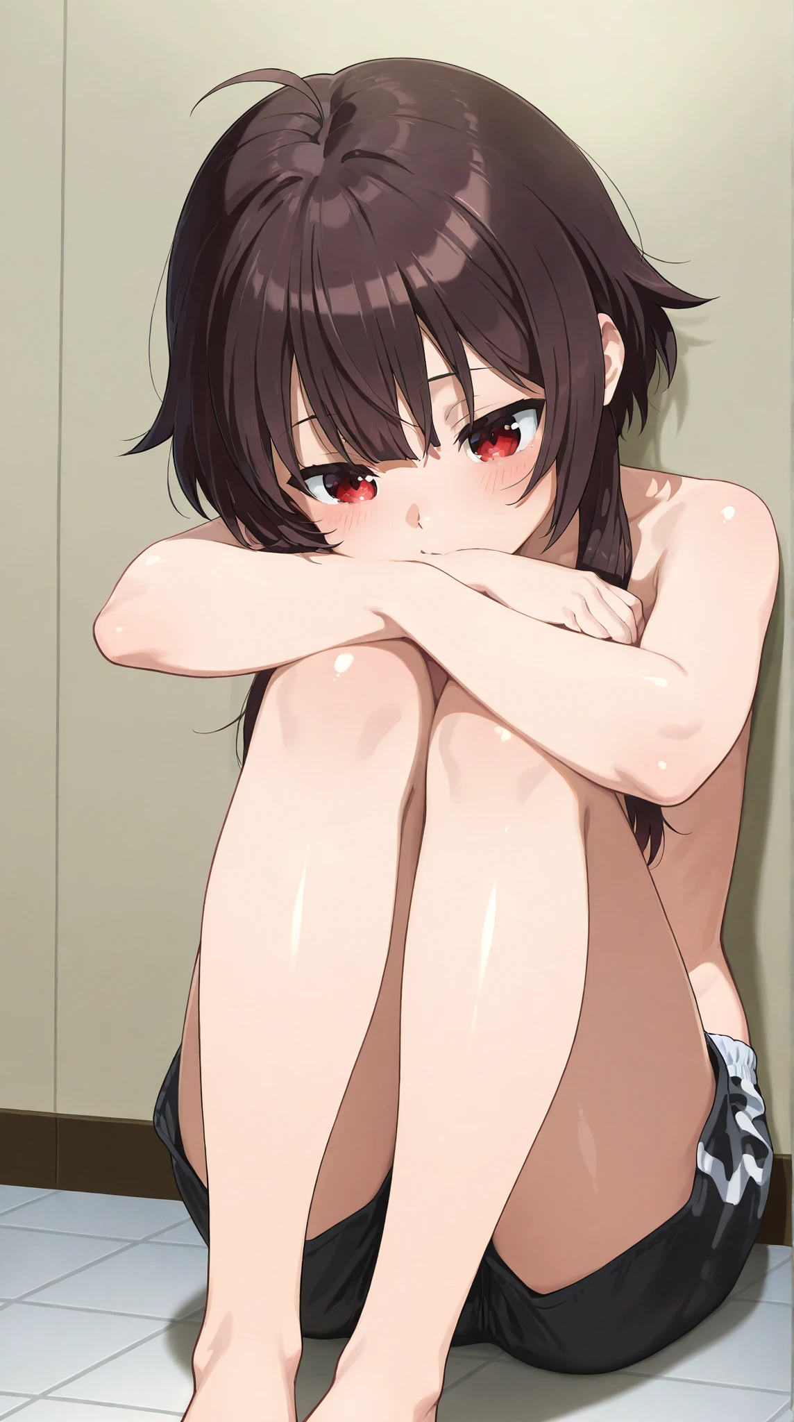 1womanl、(beauitful face:1.5)、Slender Abs、(Sidewalks with busy streets:1.2)、Squatting、A smile、Body facing the camera、(((((The shape of the woman's pubic area is clearly visible)))))、Facing forward、(Pee with your legs wide open:1.5)、((((flat breast))))、(((((barechested:1.4)))))、(nipples are clearly visible:1.4)、(Wear black heels)、Angle from below、(At SFW:1.1)、Sheer clothes、(Red trench coat)、Black Collar with Chains、Put your hands behind your head、Black Lace Tights、