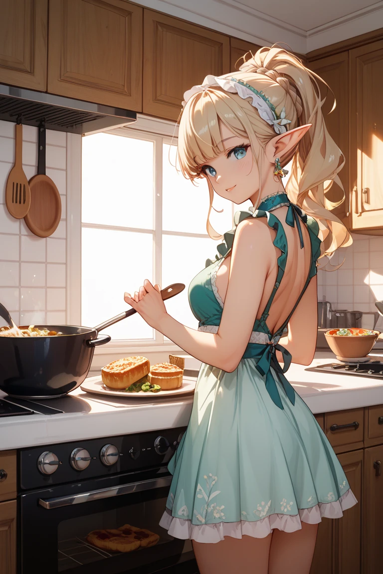 Elf Wife、Naked Apron、Focus on cooking、smile