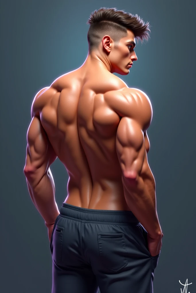 Male character design, detailed full body concept art, detailed character art, full character design, character model sheet submission, detailed character design, full body character design, ((Character design sheet, same character, forehead, side, back)) Character design, virile man, overly muscular, bulging veins, masculine face, blue eyes, short brown hair, huge biceps, bare back, wearing underwear.