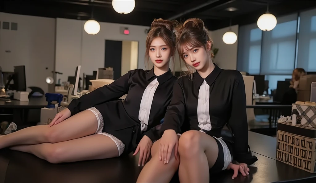 ((Highest quality、、Representative works details、Ultra-high resolution))、(Group photo)、(Looking at the audience)、(Mid Shot:)、Attractive business woman、1 person、A little chubby:0.25、White collar shirt、Grey Skirt、(sitting cross-legged on a chair))、smile、president&#39;s office、Large Bust、mini skirt、Panties Run-6500-v1.1、(RAW Photos:1.2)。
(Photorealism)。(Genuine:1.4)。One Girl、Perfect full body ???????。30 years old、Looking at the camera。Black knee-high socks are perfect、Delicate and beautiful。。、There is always one Nike logo visible on the socks.。The socks are of super high quality。The two legs are beautifully placed.、The entire sock is always visible。Medium Long Hair、Best Check。((Changes in the meeting room:1.3) )。(Wearing surreal black socks with the Nike logo on them:Black Nike socks close up 1.2)。(Black stiletto heels)。Stiletto heels are beautiful all the way to the toes、
(Business services)、Asian Eyes Era、Wear:Beautiful black Nike thigh-high socks