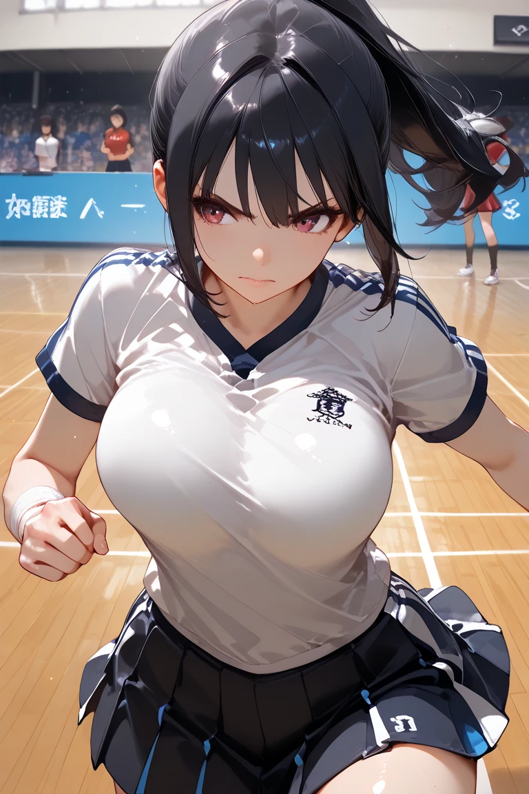 air groove \(umamusume\), volleyball, multiple girls, sportswear, big tits, stadium
